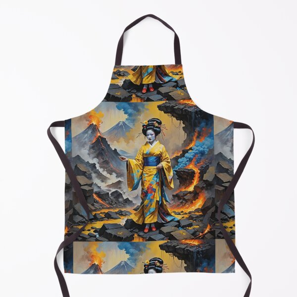 Item preview, Beautiful abstract geisha, kimono , near volcano with lava designed and sold by Coolparrotgirl.