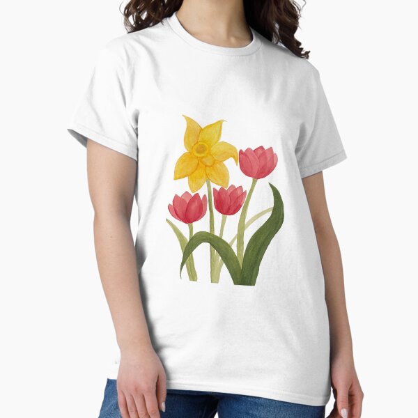 Three Pink Tulips and a Daffodil Classic T-Shirt