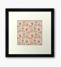 Bicycles on a pink background Framed Print