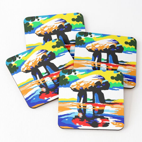 Item preview, Colorful pop art dolmen near water designed and sold by Harry Wibier.