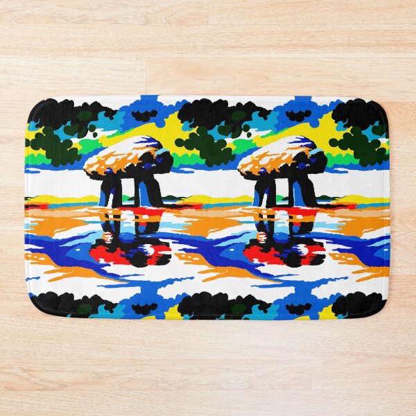 Item preview, Colorful pop art dolmen near water designed and sold by Harry Wibier.