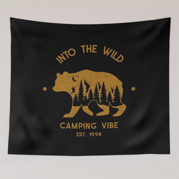 Item preview, into the wild camping vibe - Nature Lover - bear - camping - moutain - glamping - retro - vintage designed and sold by DeCodeArtShop.