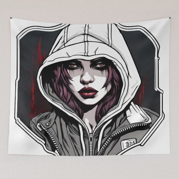 Item preview, Gangster woman with hood illustration/vector art designed and sold by Salimgor Hangaround Music.