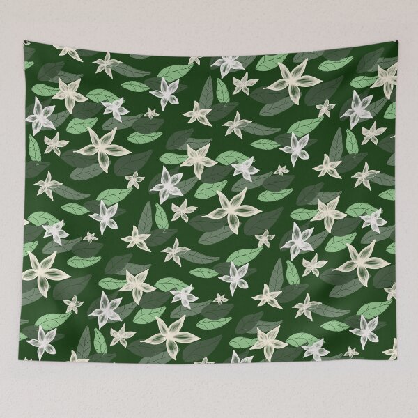 Item preview, Leaves and Blossoms on Forest Green  designed and sold by JaygiesDesign.