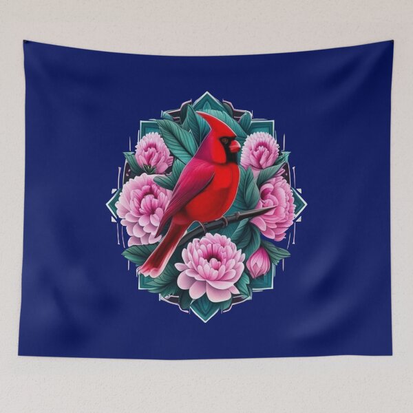 Item preview, Cardinal Bird With Peony Flowers Indiana State Tattoo Art designed and sold by taiche.