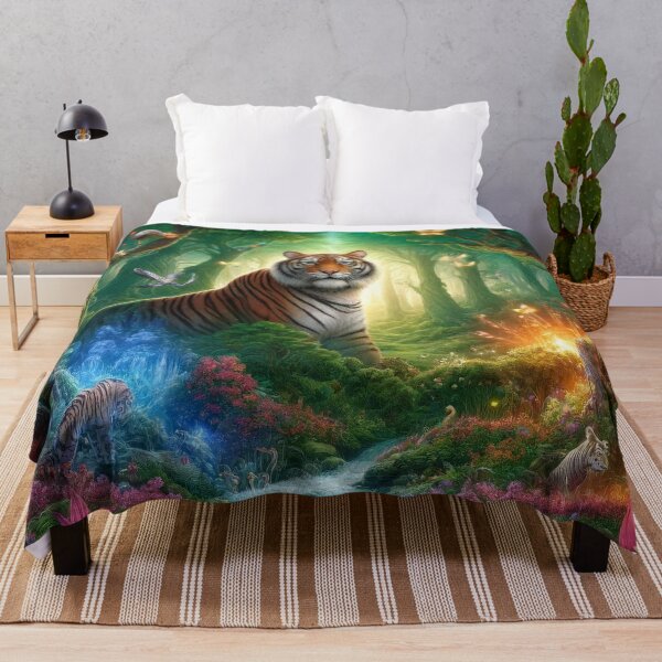 Item preview, Magical Forest Scene with the Royal Bengal Tiger designed and sold by FantasyVillaArt.