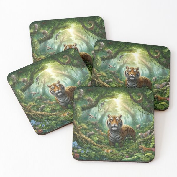 Item preview, Vibrant Forest with a Royal Bengal Tiger designed and sold by FantasyVillaArt.