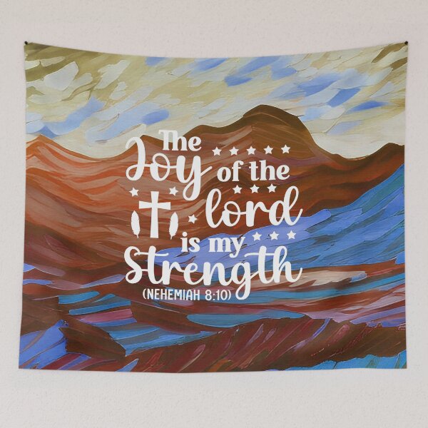 Item preview, Bible verses about strength - Nehemiah 8:10 - with Red Ochre Preppy Mountain Aesthetic Art designed and sold by SpartanDStore.