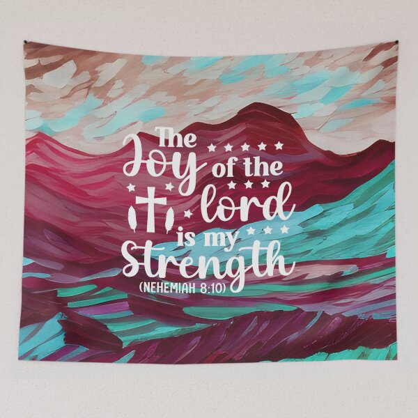 Item preview, Bible verses about strength - Nehemiah 8:10 - with Red Crimson Preppy Mountain Aesthetic Art designed and sold by SpartanDStore.