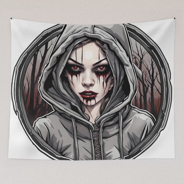 Item preview, Modern female vampire blood on face illustration/vector art designed and sold by Salimgor Hangaround Music.