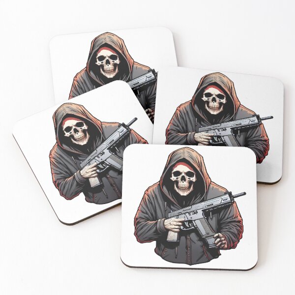 Item preview, Death with submachine gun illustration/vector art designed and sold by Salimgor Hangaround Music.
