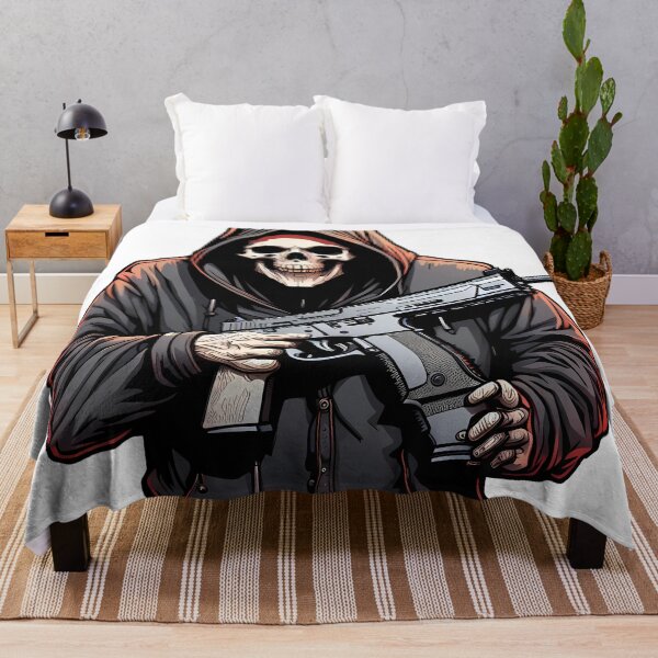 Item preview, Death with submachine gun illustration/vector art designed and sold by Salimgor Hangaround Music.