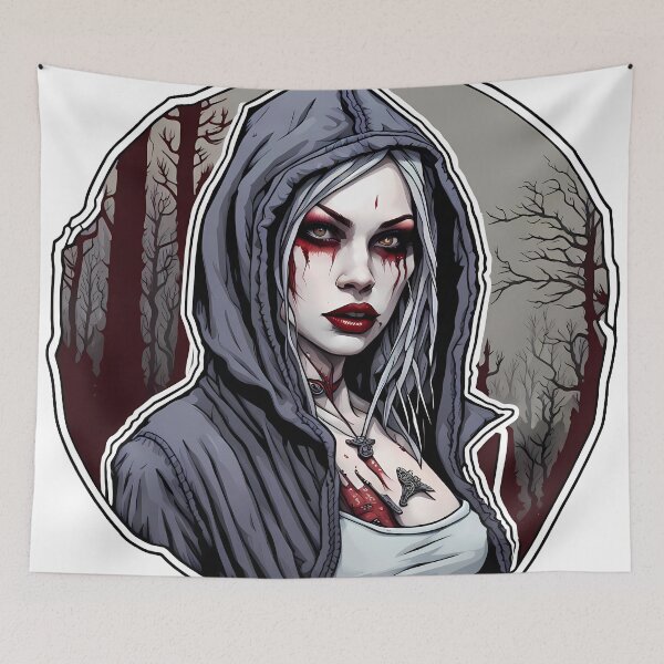 Item preview, Modern female vampire with blood illustration/vector art designed and sold by Salimgor Hangaround Music.