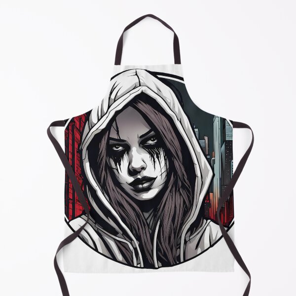 Item preview, Gangster woman with hood in front of city sillhouette illustration/vector art designed and sold by Salimgor Hangaround Music.
