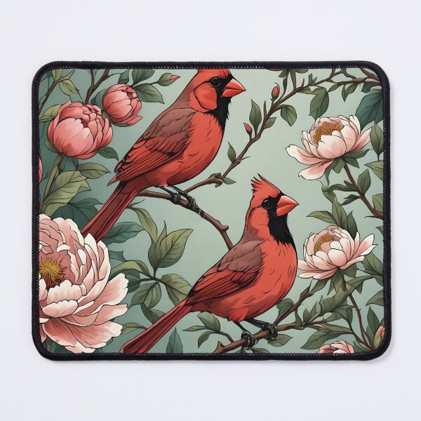 Item preview, A Pair Of Red Cardinal Birds and Peony Flowers Illustration designed and sold by taiche.