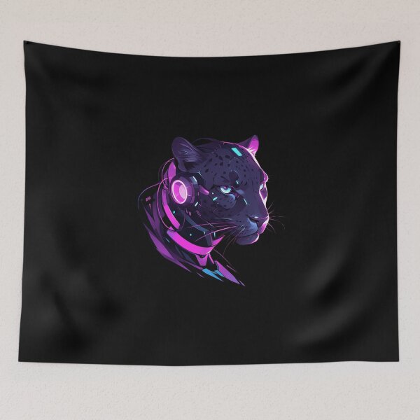 Item preview, Cyber Black Panther Futuristic Aesthetic Purple designed and sold by SMARTKIT  DESIGNAGENCY.