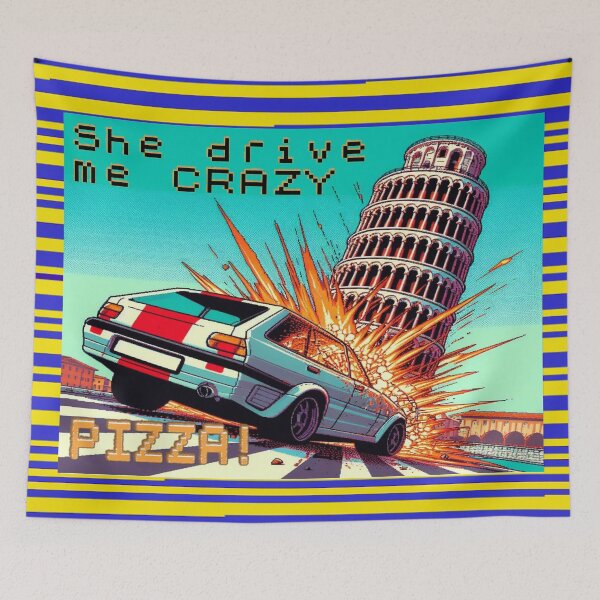 Item preview,  “Crash Course to Pisa: A Whimsical Drive Straight to PIZZA!” designed and sold by floryweb.