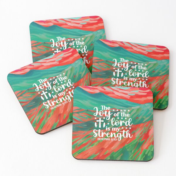 Item preview, Bible verses about strength - Nehemiah 8:10 - with Preppy Pink Crimson and Turquoise Mountain Aesthetic Art designed and sold by SpartanDStore.