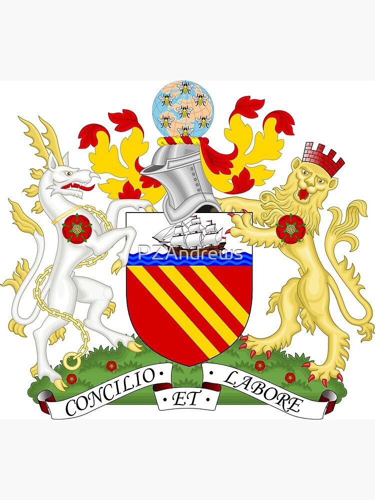 "Manchester Coat of Arms, England" Metal Print for Sale by PZAndrews