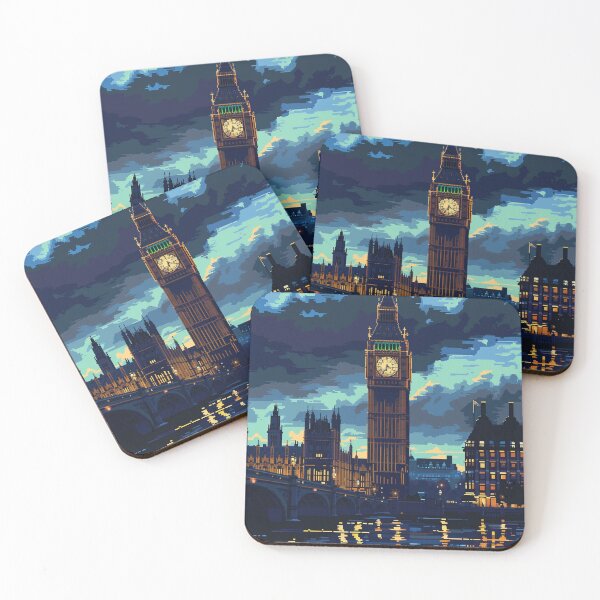 Item preview, London Big Ben at Night Pixel Art  designed and sold by SaintCurio.