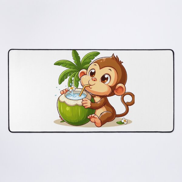 Item preview, cartoon of a monkey drinking coconut water designed and sold by MzulhilmiZam.
