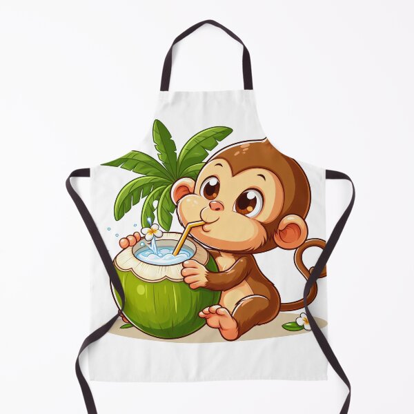 Item preview, cartoon of a monkey drinking coconut water designed and sold by MzulhilmiZam.