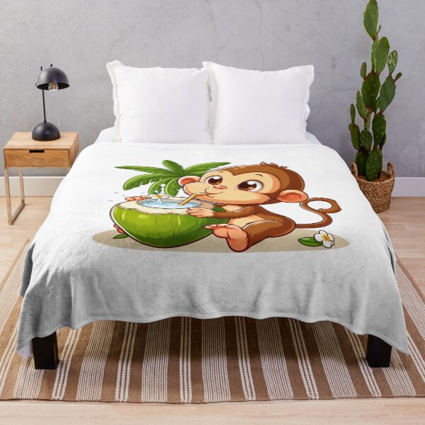 Item preview, cartoon of a monkey drinking coconut water designed and sold by MzulhilmiZam.