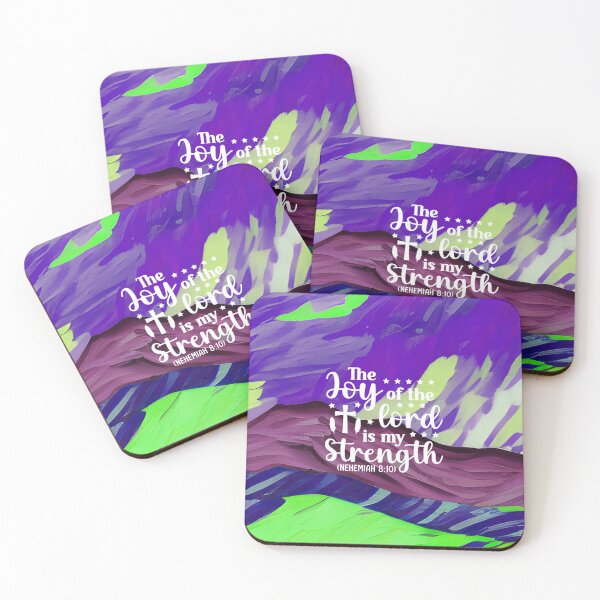 Item preview, Bible verses about strength - Nehemiah 8:10 with Colorful Indigo Preppy Mountain Art designed and sold by SpartanDStore.