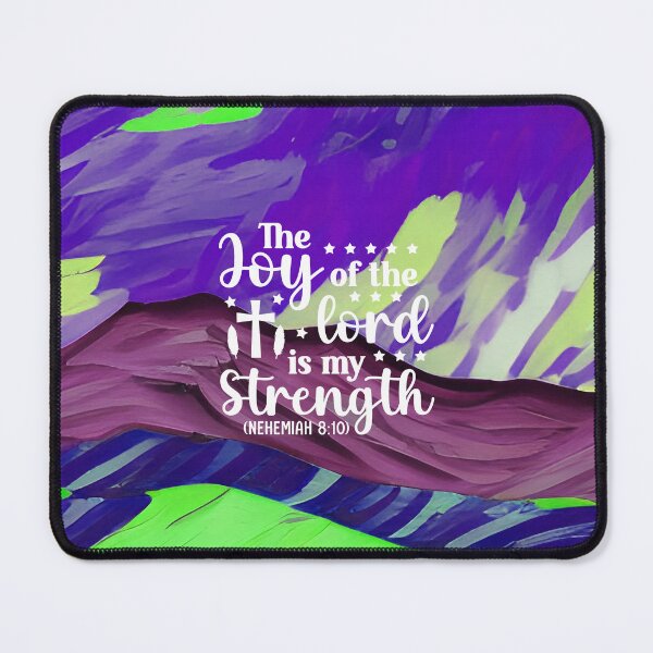 Item preview, Bible verses about strength - Nehemiah 8:10 with Colorful Indigo Preppy Mountain Art designed and sold by SpartanDStore.