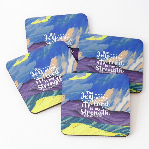 Item preview, Bible verses about strength - Nehemiah 8:10 with Colorful Deep Blue Preppy Mountain Art designed and sold by SpartanDStore.