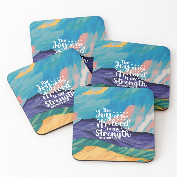 Item preview, Bible verses about strength - Nehemiah 8:10 with Colorful Shades of Blue Preppy Mountain Art designed and sold by ZenReiArt.