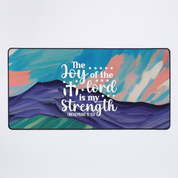 Item preview, Bible verses about strength - Nehemiah 8:10 with Colorful Shades of Blue Preppy Mountain Art designed and sold by SpartanDStore.