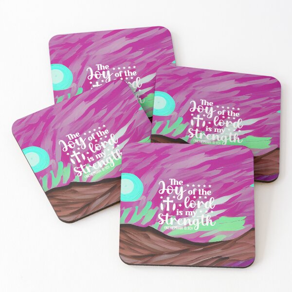 Item preview, Bible verses about strength - Nehemiah 8:10 with Colorful Pink Preppy Mountain Art designed and sold by SpartanDStore.