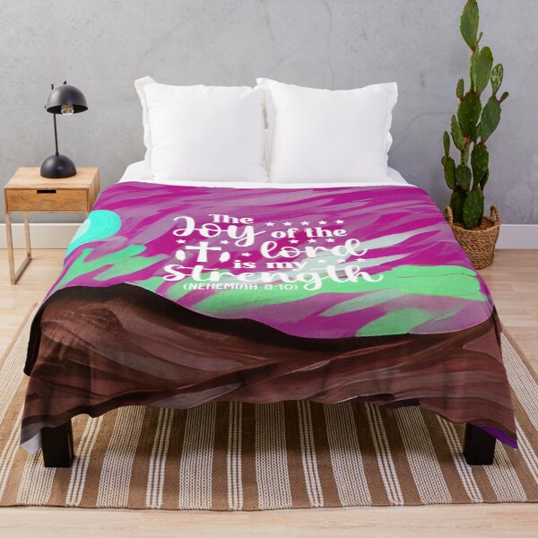 Item preview, Bible verses about strength - Nehemiah 8:10 with Colorful Pink Preppy Mountain Art designed and sold by SpartanDStore.