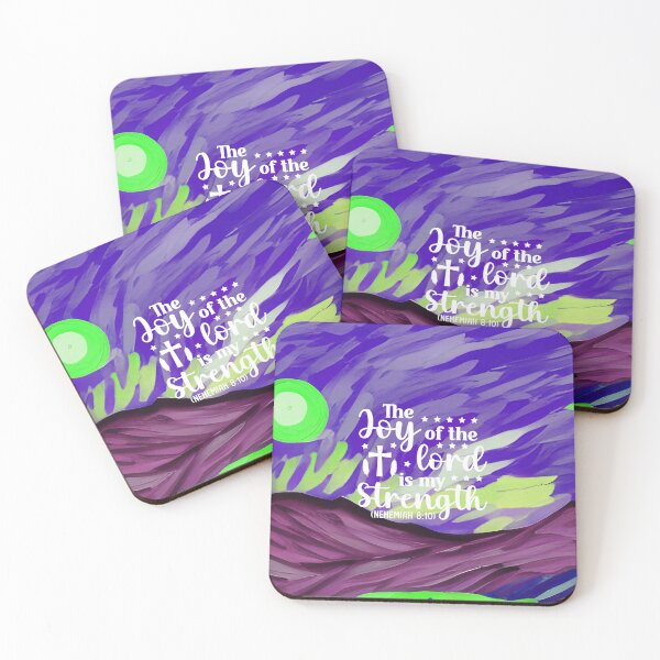 Item preview, Bible verses about strength - Nehemiah 8:10 with Colorful Violet Preppy Mountain Art designed and sold by SpartanDStore.
