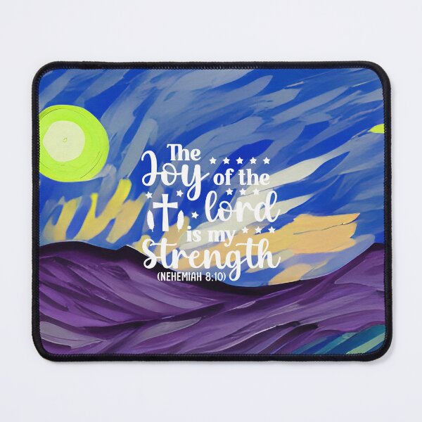 Item preview, Bible verses about strength - Nehemiah 8:10 with Colorful Blue And Violet Preppy Mountain Art designed and sold by SpartanDStore.