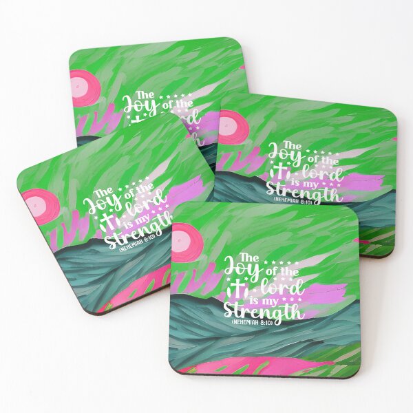 Item preview, Bible verses about strength - Nehemiah 8:10 with Colorful Green Preppy Mountain Art designed and sold by SpartanDStore.
