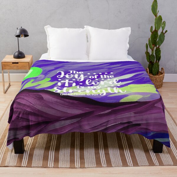 Item preview, Bible verses about strength - Nehemiah 8:10 with Colorful Violet Preppy Mountain Art designed and sold by SpartanDStore.
