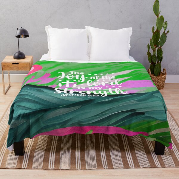 Item preview, Bible verses about strength - Nehemiah 8:10 with Colorful Green Preppy Mountain Art designed and sold by SpartanDStore.