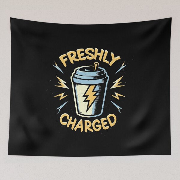 Item preview, Freshly Charged awake coffee caffeine energised buzz designed and sold by w1ckerman.