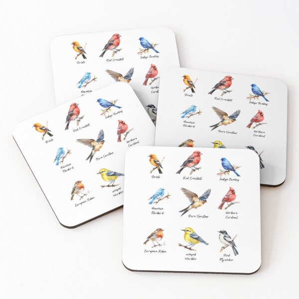 Item preview, Garden Birds Oriole-Red Crossbill-Indigo Bunting-Mountain BlueBird-Barn Swallow designed and sold by DavidBriot.