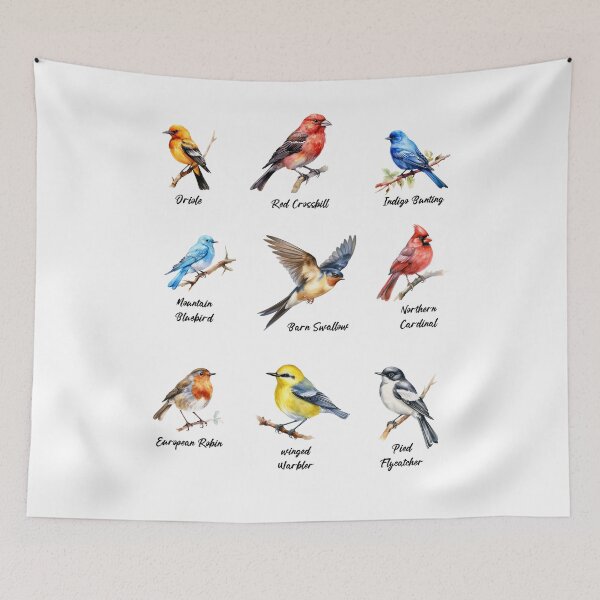 Item preview, Garden Birds Oriole-Red Crossbill-Indigo Bunting-Mountain BlueBird-Barn Swallow designed and sold by DavidBriot.