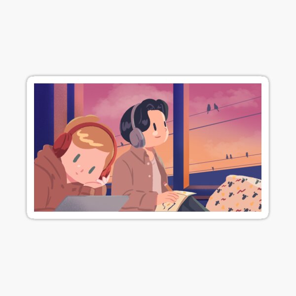 Urban Sunset Lofi Vibes - Gay Art Sticker