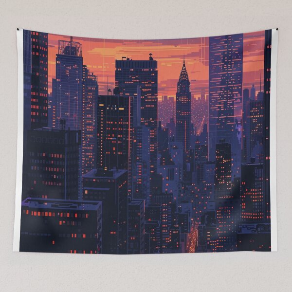 Item preview, Manhattan New York At Night Pixel Art  designed and sold by SaintCurio.