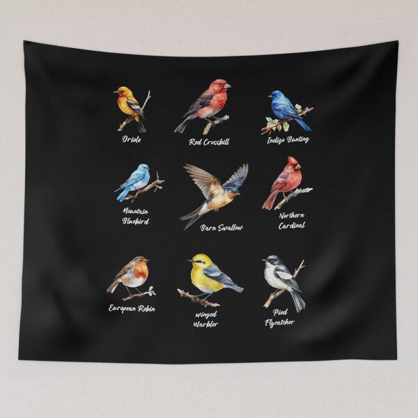 Item preview, Garden Birds Oriole-Red Crossbill-Indigo Bunting-Mountain BlueBird-Barn Swallow designed and sold by DavidBriot.