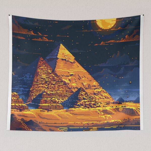 Item preview, Pyramids Of Giza At Night Pixel Art  designed and sold by SaintCurio.