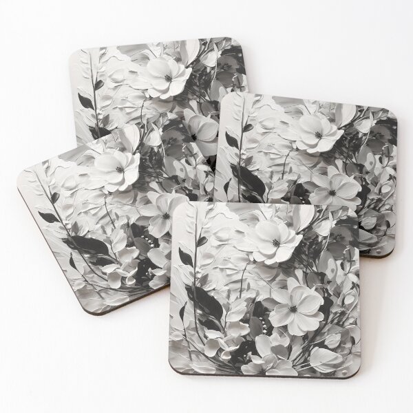 Item preview, Monochromatic "Botanical Harmony" Acrylic Art on Canvas designed and sold by ShadeScapeArt.