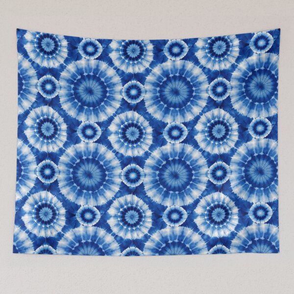 Item preview, Japanese Shibori Pattern blue circles designed and sold by patterncrow.
