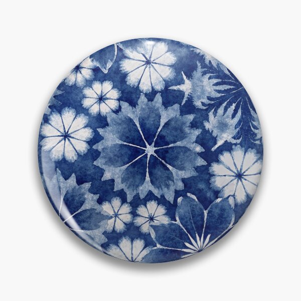 Item preview, Indigo blue Japanese Shibori Pattern floral designed and sold by patterncrow.