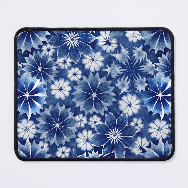 Item preview, Indigo blue Japanese Shibori Pattern floral designed and sold by patterncrow.